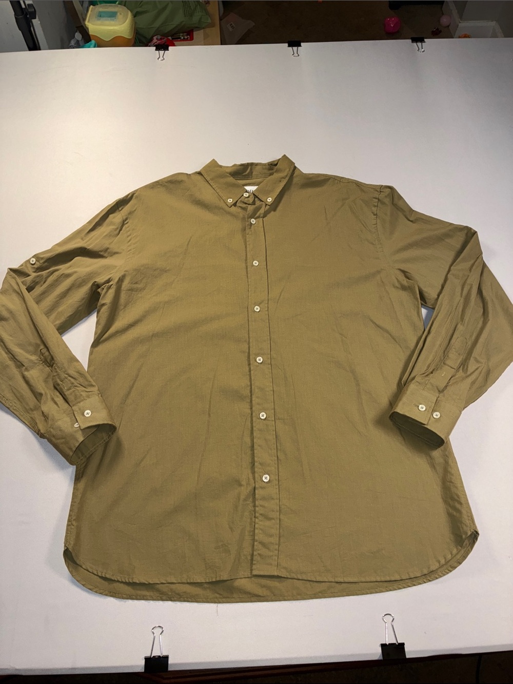 Zara Women's Button-Down Shirt Olive Green XL Relaxed Fit